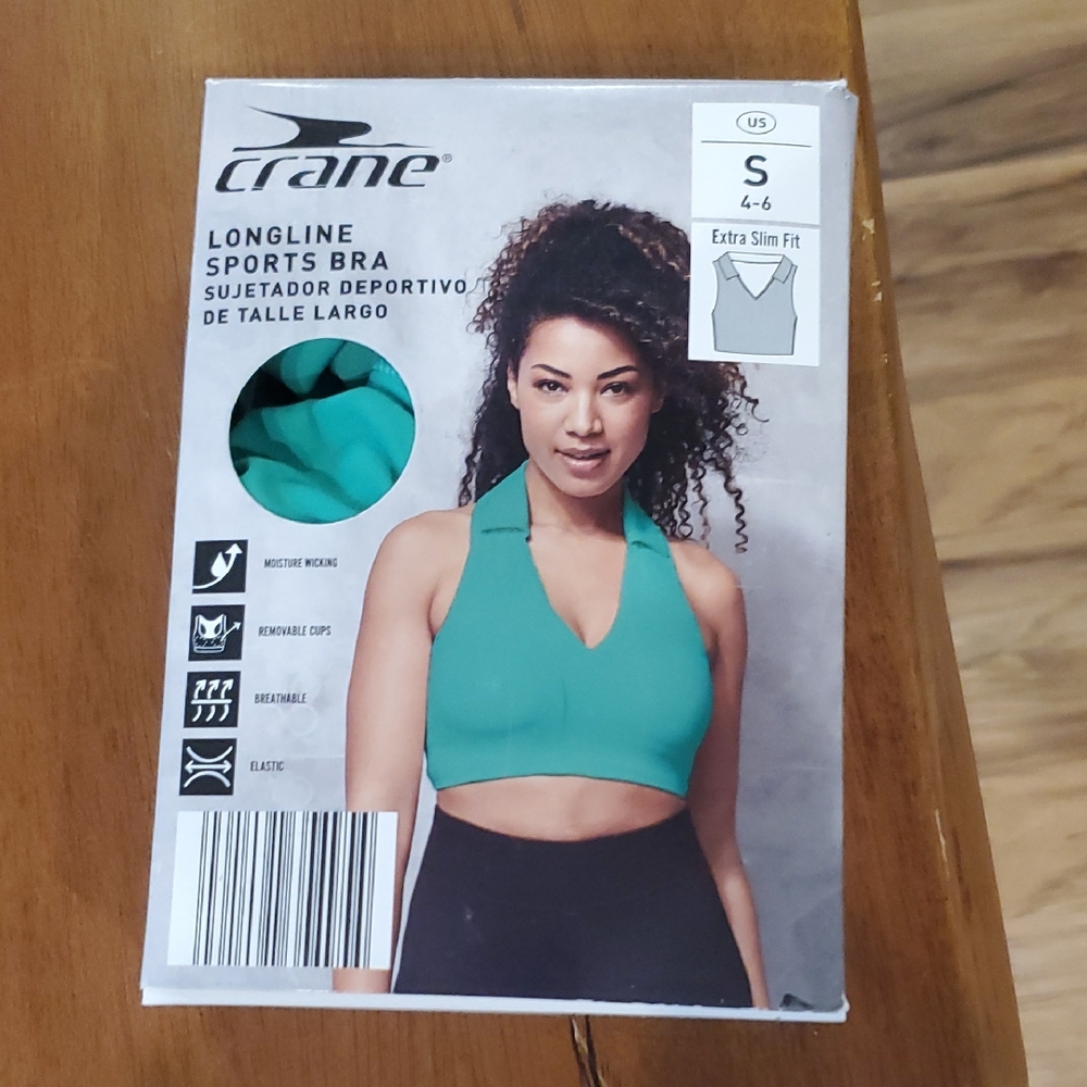NWT Women's Crane Longline Sports Bra - Teal Sz 4-6 Small